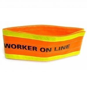 Worker On Line Pole Wrap Sign 78 pole wrap